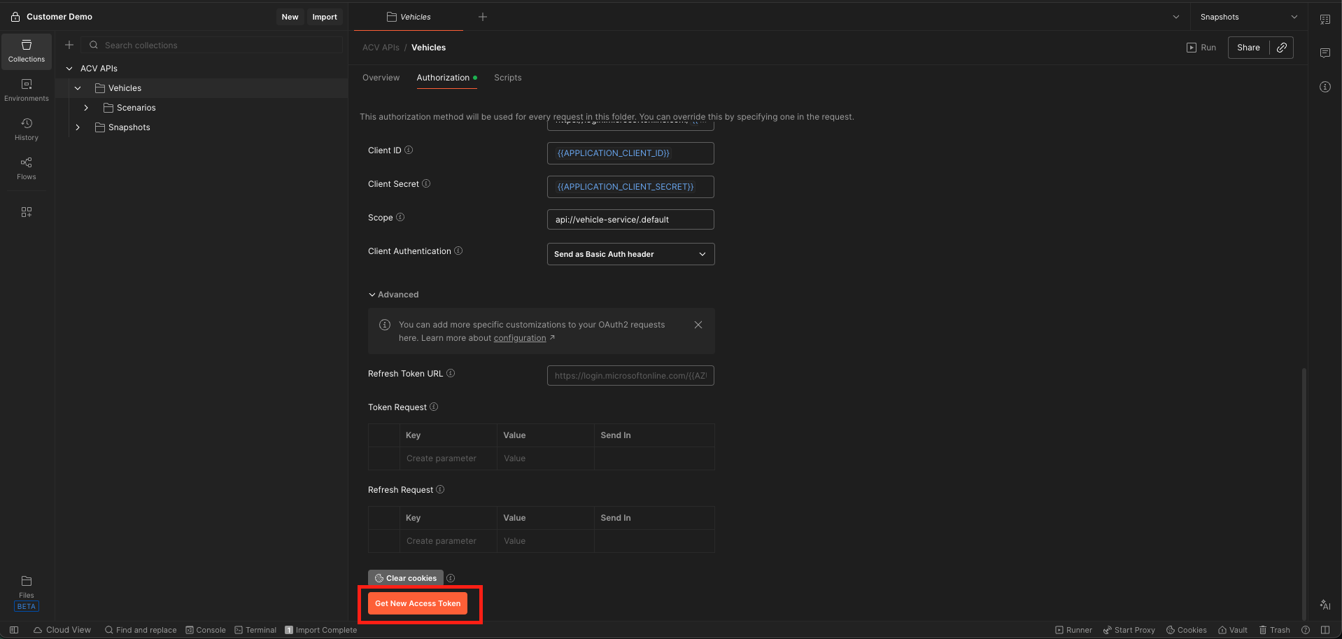 Get New Vehicle Access Token